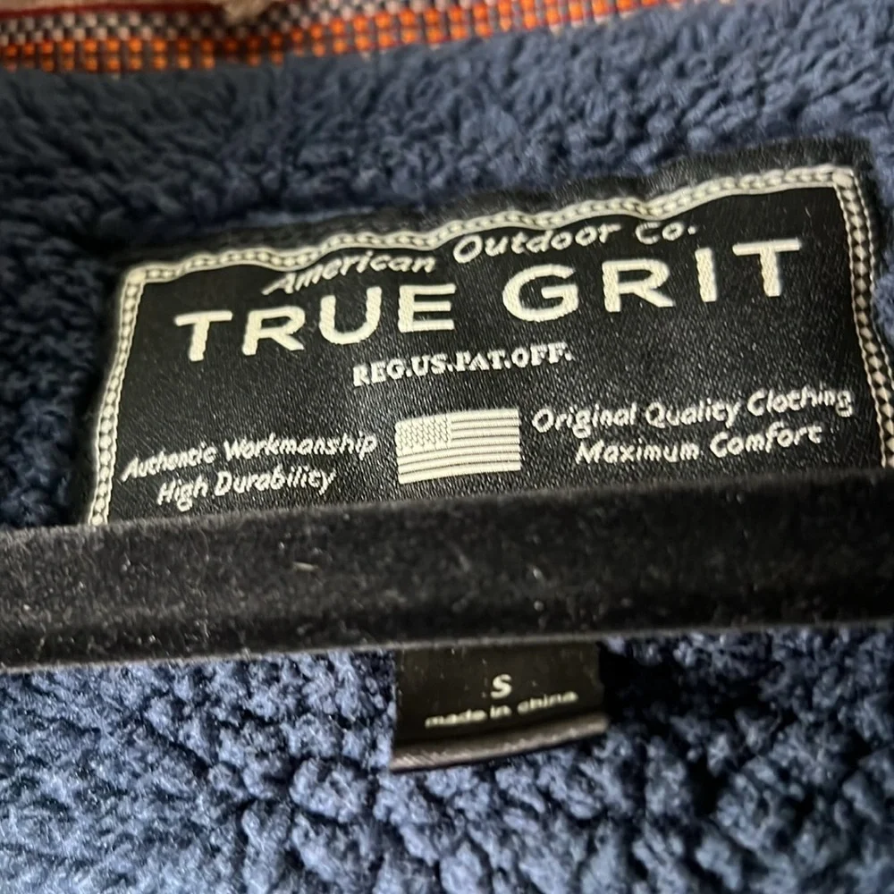 TRUE GRIT PEBBLE PILE 1/2 ZIP PULLOVER- VINTAGE BLUE small MN87 - Picture 3 of 4